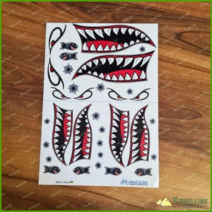 Tiger Shark Teeth Mouth Bomb Axial Traxxas Losi Arrma Nose Art Flying Custom RC Car Decals 10th scale Cut Vinyl Stickers Full Kit