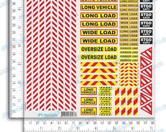 Tamiya Scania Truck Decals 1/24 Scale: Warning Safety Sign Stickers