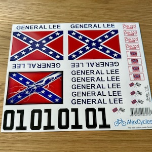 General Lee Stickers Custom Made Cut High Quality Vinyl Decals Stickers Cute Full Kit 16th Scale