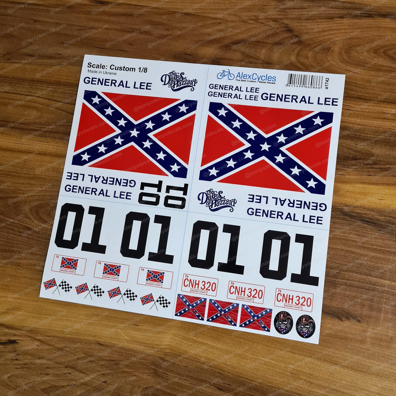General Lee Dukes of Hazzard Tamiya Custom Made Cut Vinyl Decals ...