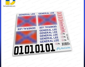 General Lee Vinyl Decal Stickers, 1/16 Scale Model Kit