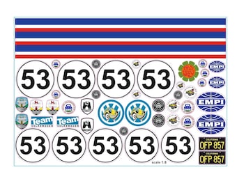 Herbie Tamiya  Decals Kit Sand Scorcher Stickers Scale 1/8  8th Custom Made
