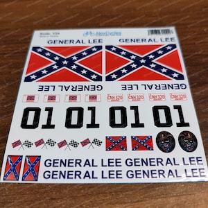 General Lee RC Car Scale Decals Aufkleber Full Kit Set 1/24 bereits geschnitten