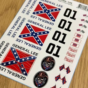 General Lee DS Car Scale Decals Stickers Full Kit Set Bereits Geschnitten