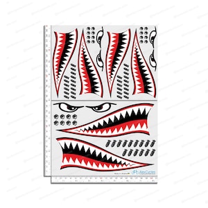 RC Tiger Shark Teeth Decals: 1/10 Scale Vinyl Full Kit