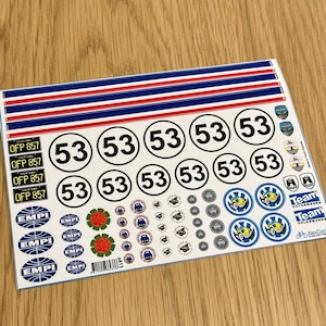 Herbie VW Volkswagen Tamiya Decals Kit Sand ScorcherStickers Scale 1/18 18th Custom Made