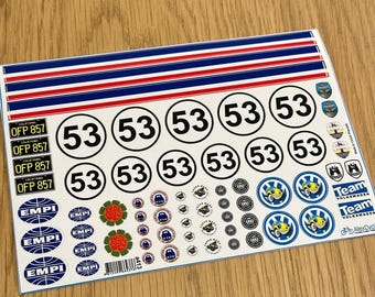 Kit di decalcomanie Herbie VW Volkswagen Tamiya Sand ScorcherStickers Scala 1/18 18th Custom Made