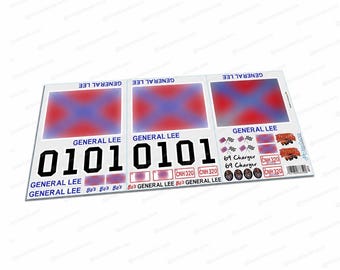 General Lee Tamiya Custom Made  Cut Vinyl Decals Stickers Kit 10th Scale