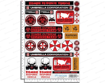 Zombie Umbrella RC Car Decals: 1/10 Scale Crawler Stickers