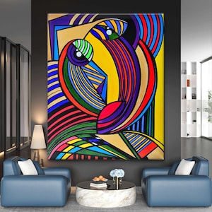 Quadro moderno da parete 120 x 160 cm, quadro astratto su tela, quadri su tela, dipinti a mano, dipinti acrilici firmati