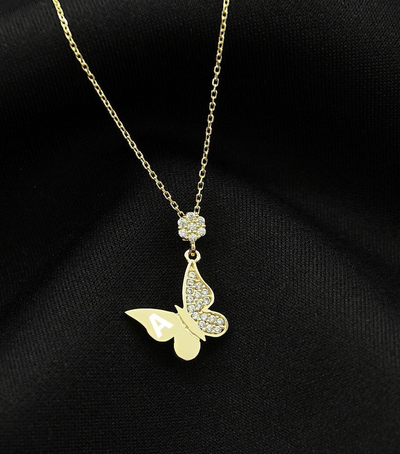 Butterfly Necklace Gold Butterfly Necklace 8k Solid Gold Etsy