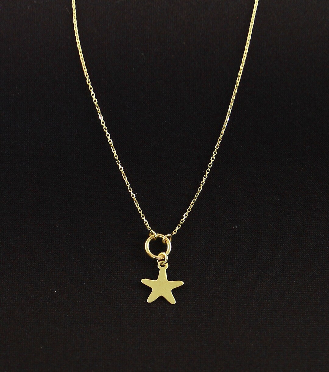 Gold Star Necklace 14k Real Gold Star Necklace Gold Star Etsy