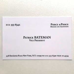 Puntello biglietto da visita American Psycho - Patrick Bateman