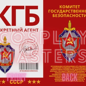 Cartão de identificação da KGB 2025 - Distintivo de agente secreto cosplay "para impressão"