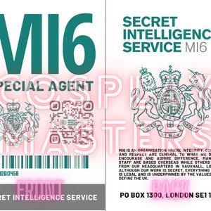 Cartão de identificação MI6 2025 com código QR real - Distintivo de agente secreto cosplay "para impressão"