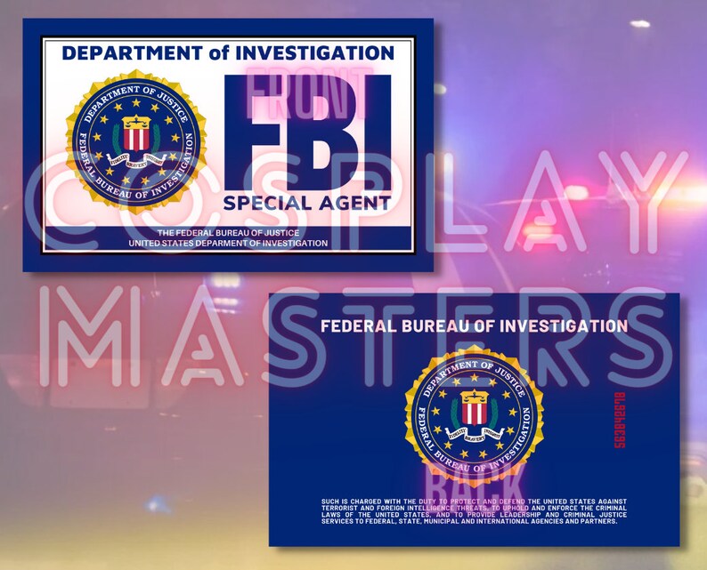 2024 FBI ID Card printable Cosplay Secret Agent Badge - Etsy
