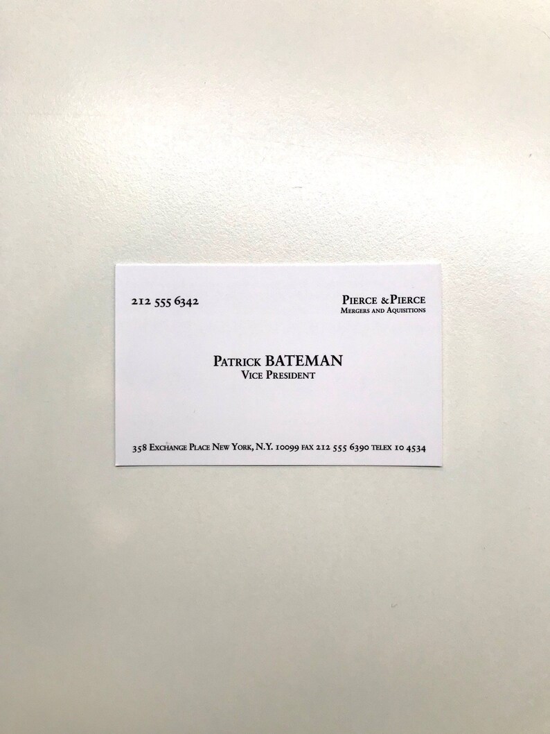 American Psycho Business Card Design Patrick Bateman PDF Etsy