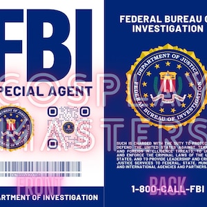 2024 FBI ID Card with Real QR Code Printable Cosplay Secret Agent Badge image 1