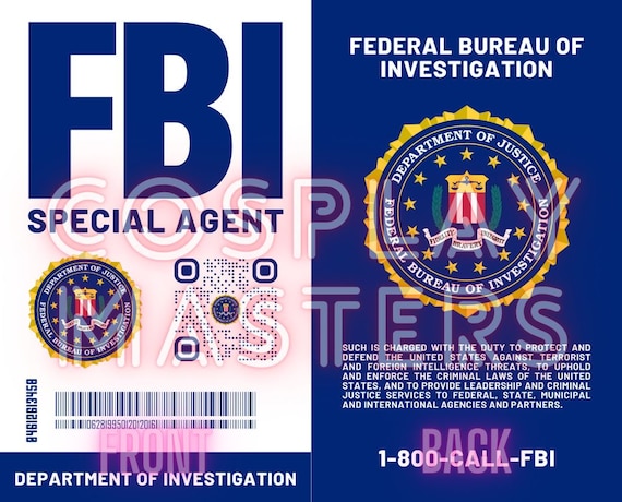 2024 FBI ID Card with Real QR Code - Printable Cosplay Secret Agent Badge