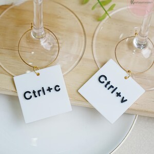 Copia e incolla ciondoli per bicchieri decorativi, ciondoli per bicchieri Ctrl C, ciondoli per vino Ctrl V, ciondoli per bicchieri da bere, ciondoli divertenti per identificare i bicchieri da vino