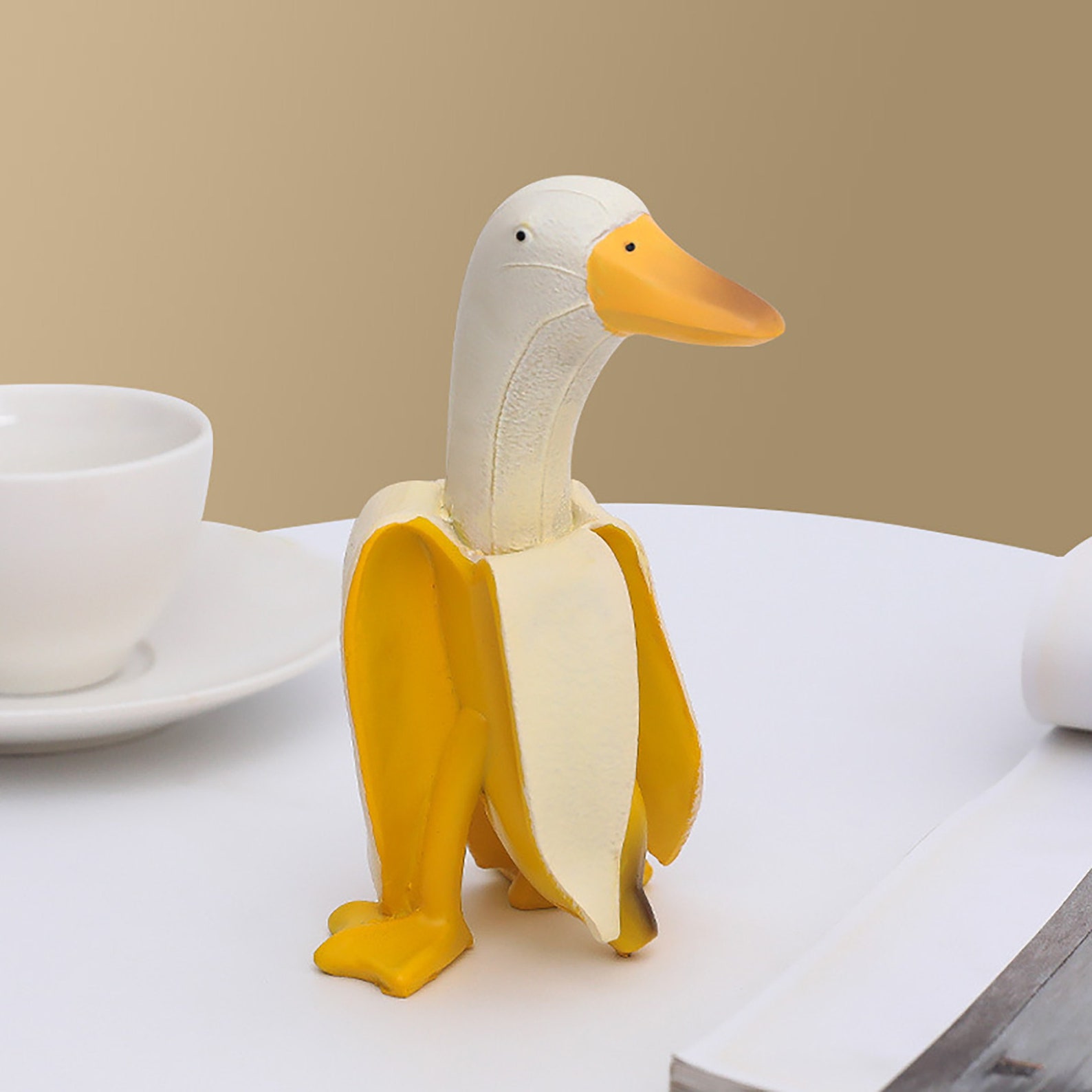 Banana Duck Resin Garden Statue Lovely Duck Figurine Etsy