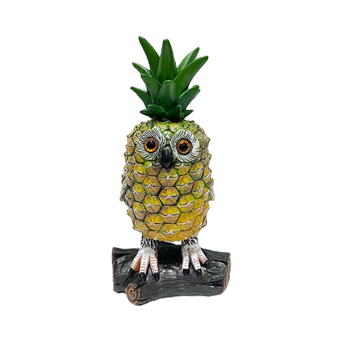 Owl With Pineapple Decor Owl Figurine Garden Owl Cartoon Etsy