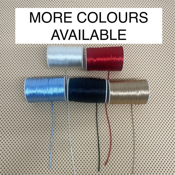 2mm Rat Tail Satin Cord, Lacing Cord, Craft Ribbon in Various Colours Sold Per Metre