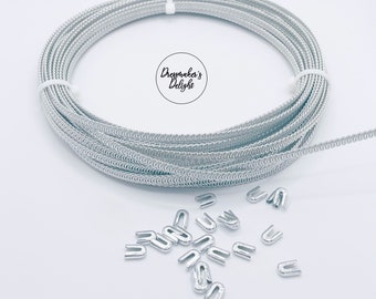 5mm Spiral Steel Boning, Metal Bones, Corset Steel Boning with Steel Boning Caps. SOLD PER METRE.