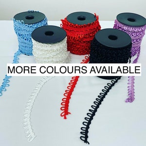 Bridal Button Looping, Button Hole Loops, Non-elastic. Rouleau Button Looping. White, Red and Black. Sold per metre. image 1