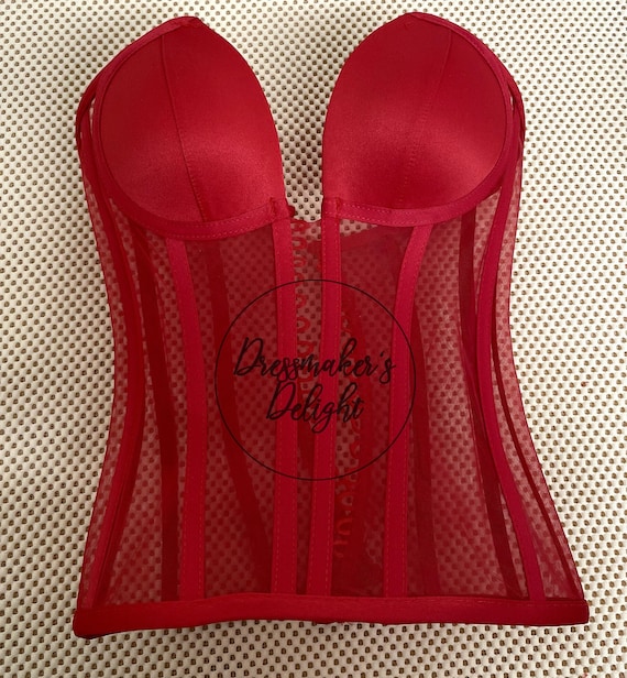 Transparent Deep Plunge Corset, Sheer Bustier, Bridal Corset