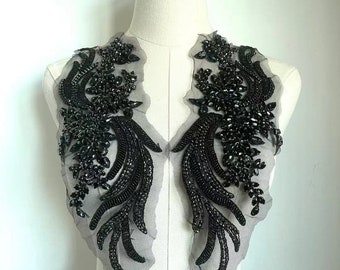 Parches de aplique de pedrería brillante con abundantes cuentas, para coser, en varios colores, adorno para vestidos.