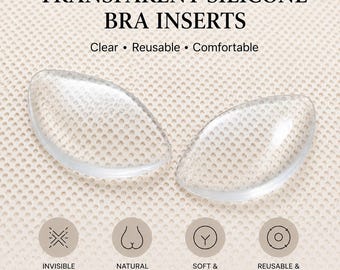 Insertos de silicona transparentes para sujetador, realzadores de pecho transparentes, rellenos tipo filete de pollo, reutilizables y cómodos.