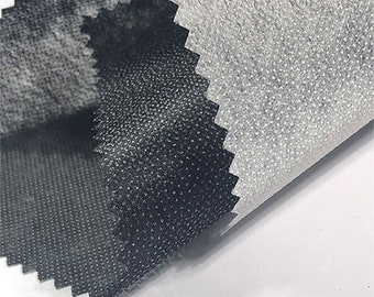 Light Weight Black/White Non-woven Iron-On Fabric Interfacing. Fusible Interfacing. Fabric stabiliser. SOLD PER METRE.