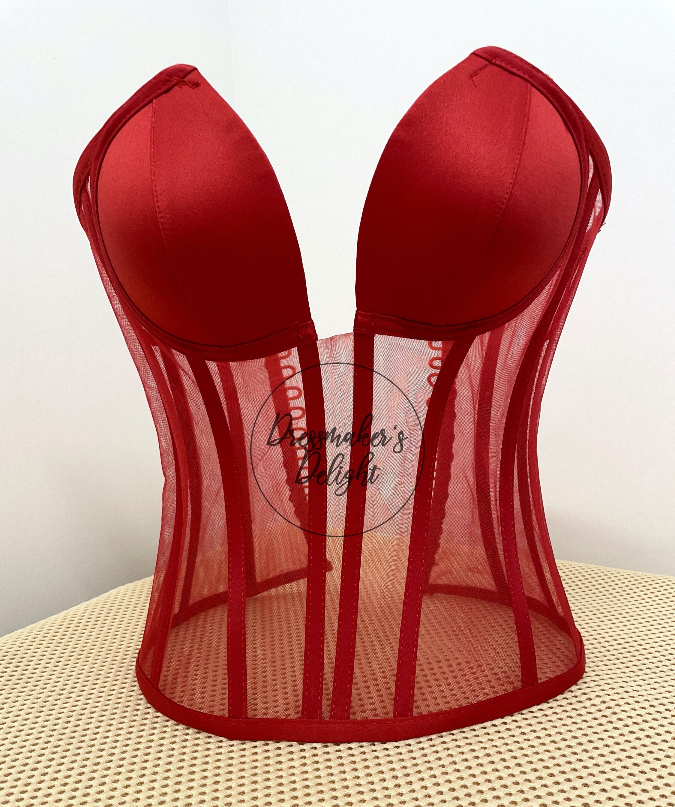 Transparent Deep Plunge Corset, Sheer Bustier, Bridal Corset