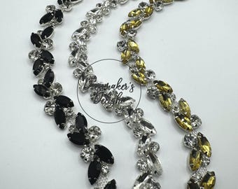 Cadena con apliques de pedrería, adorno para vestido de novia, ribete para traje de fiesta
