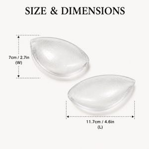 Puede incluir: Dos insertos transparentes en forma de l&aacute;grima con superficies texturizadas. La imagen incluye dimensiones: 7 cm de ancho y 11,7 cm de largo. El texto en la parte superior dice "SIZE & DIMENSIONS".