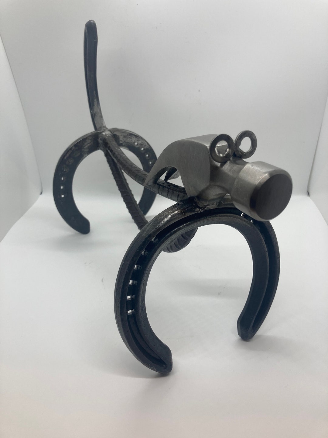 Ornamental Standing Dog Made From Horseshoes and Hammer Etsy