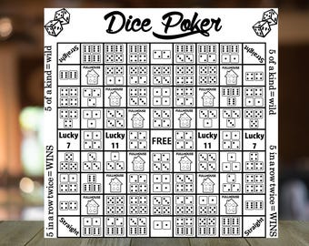 Poker Dice Game Sheet: SVG PDF Template for Laser Cutting (Digital Download)