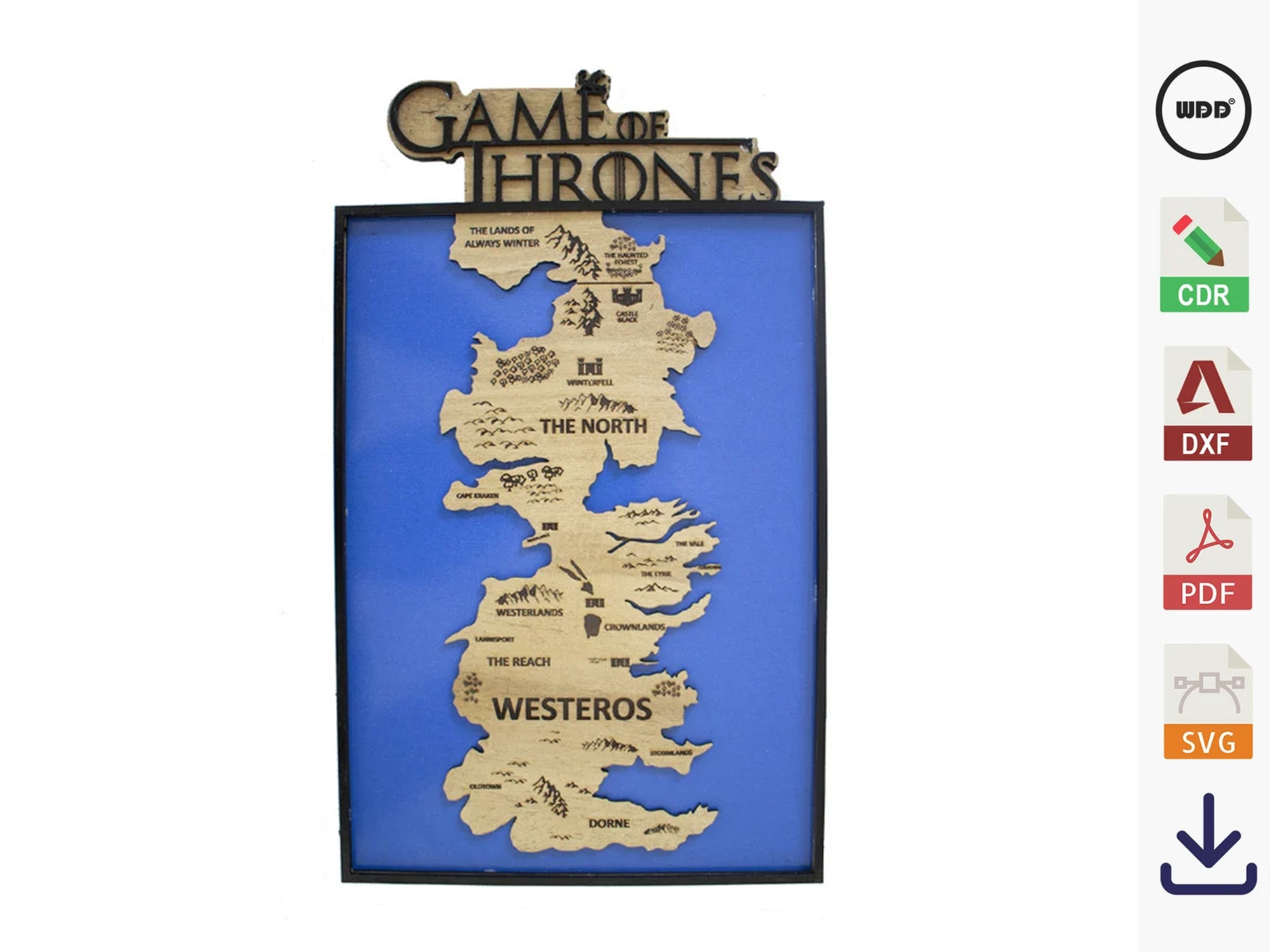 Mappa di Westeros, Mappa di Westeros, Game of Thrones, Map Wall Art