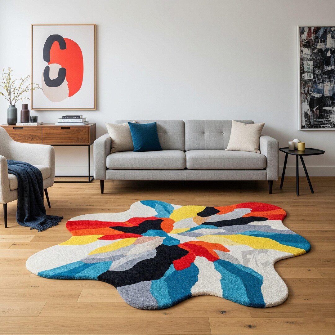 Abstract Splatter Art Rug Colorful Irregular Shape Rug Modern Funky ...