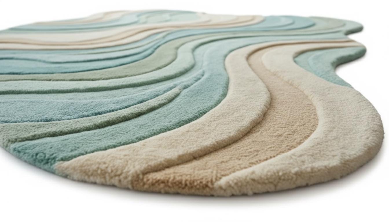 Hand-tufted Wool Area Rug: 3D Ocean Wave, Modern Coastal Design - Etsy