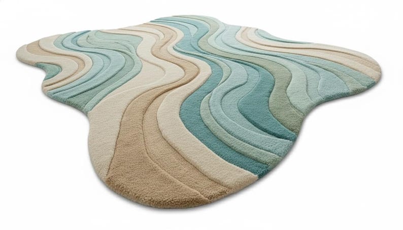 Hand-tufted Wool Area Rug: 3D Ocean Wave, Modern Coastal Design - Etsy