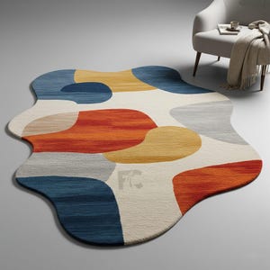 Abstract Wave Rug | Hand-Tufted Wool | Modern Wavy Area Rug for Living Room, Bedroom & Office.