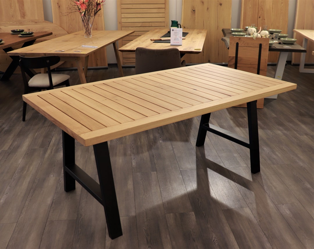 Solid Wood Oak Table 180x100x4cm Table Garden Table Oak Living Etsy