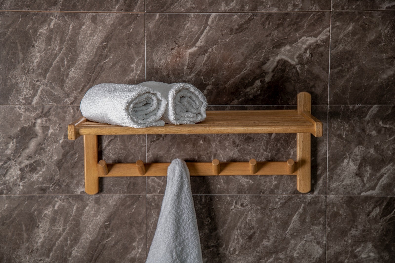 Wooden Bathroom Towel Bar With Shelf Bathroom Storage Shelf - Etsy