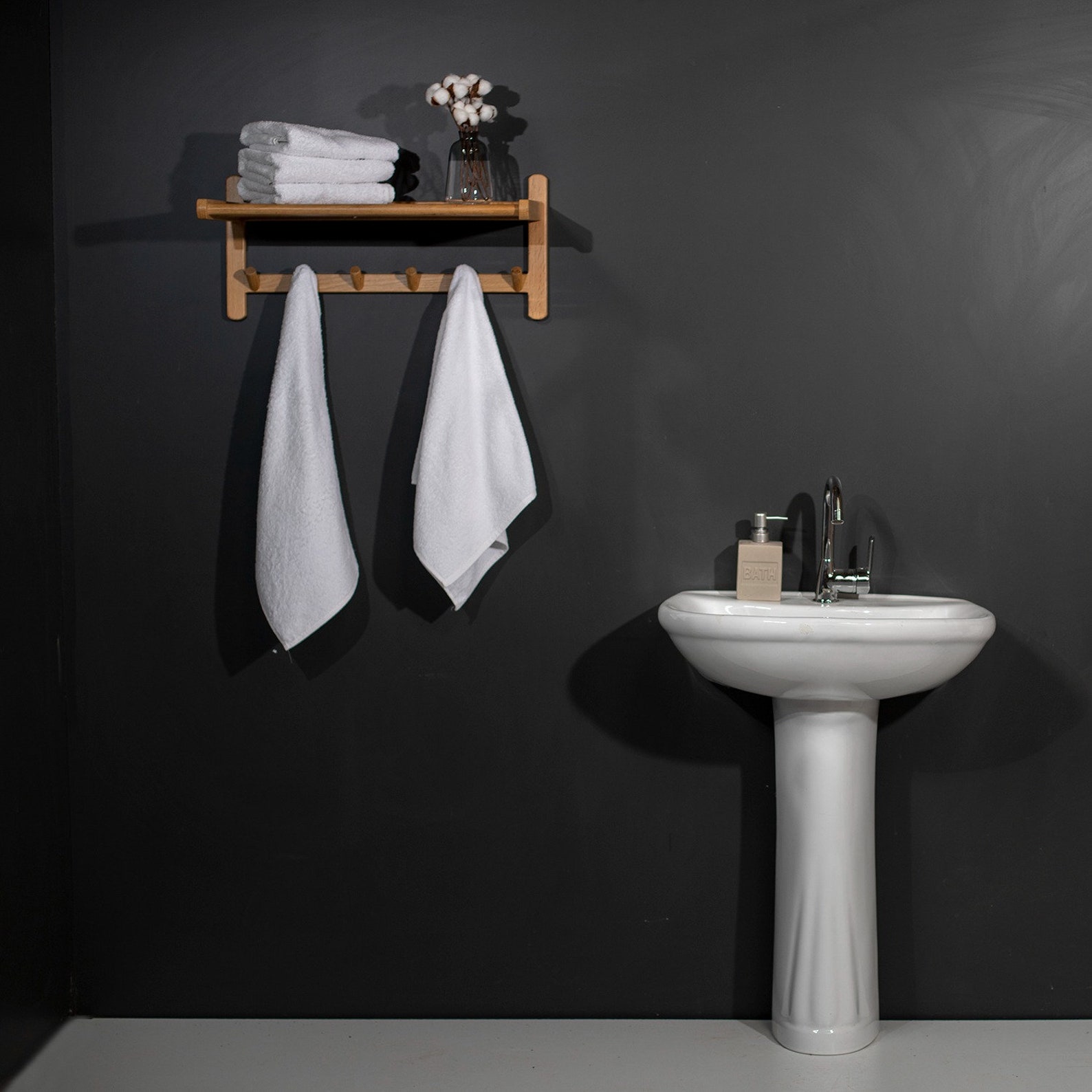 Wooden Bathroom Towel Bar With Shelf Bathroom Storage Shelf Etsy