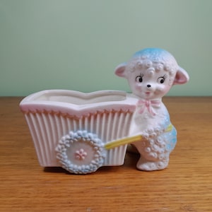 Sweet lamb with cart nursery planter