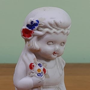 Super cute little bisque doll bride, girl figurine, made in Japan, 10cm tall