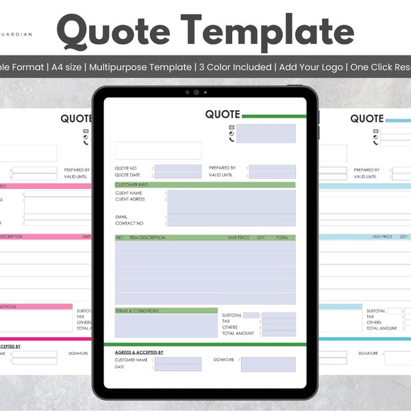 Printable Pdf Quotation Template - Etsy