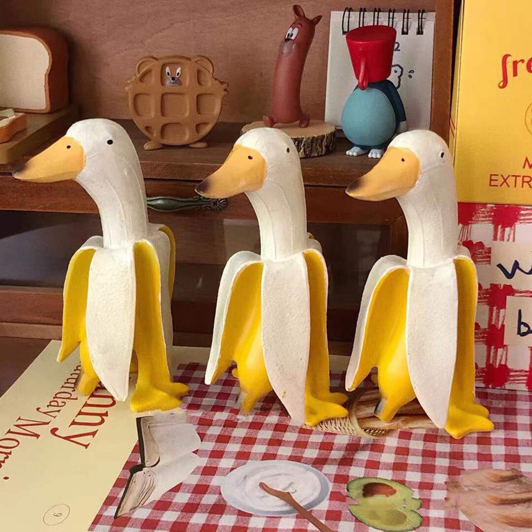 Banana Duck Statue Resin Bookshelf Decor Banana Duck Etsy